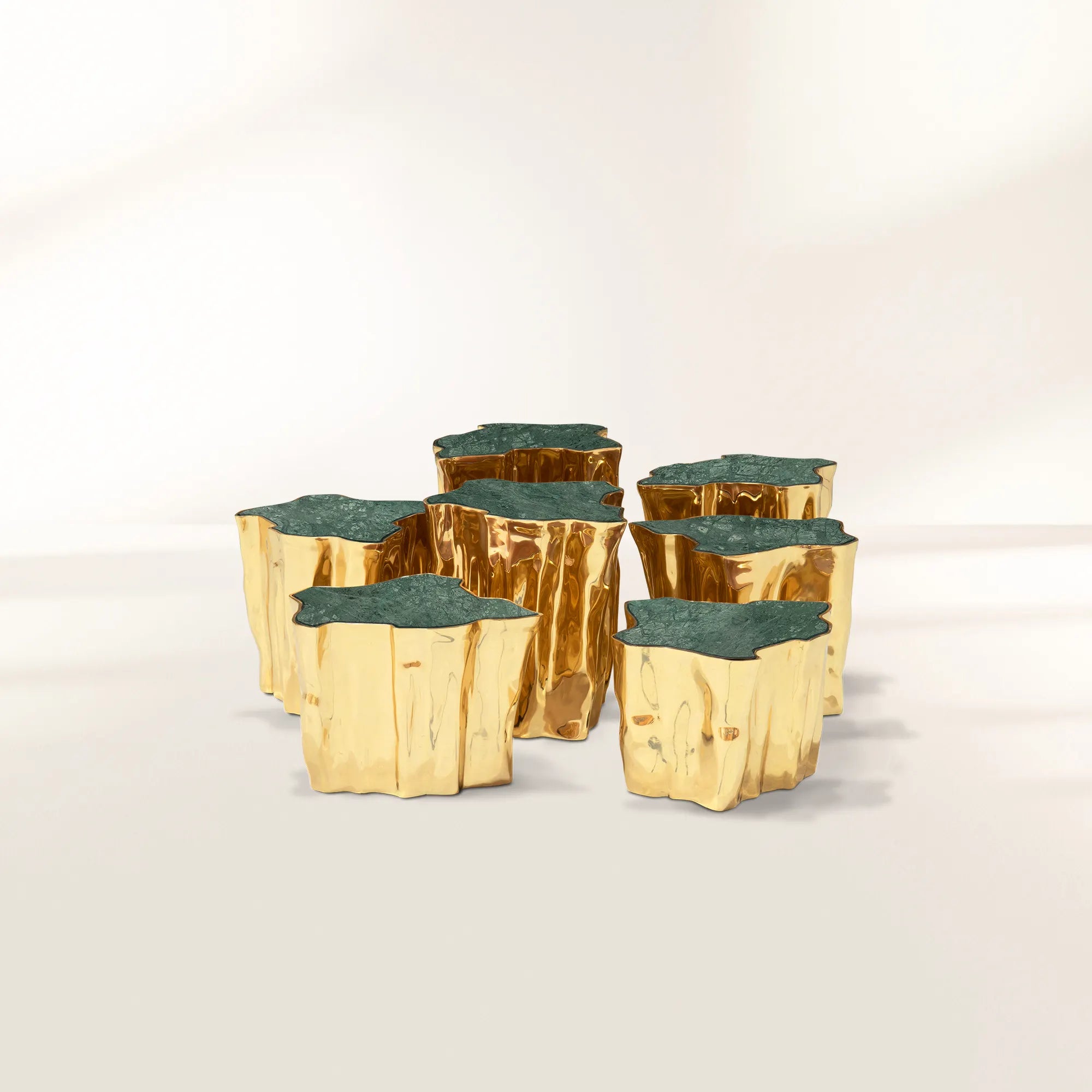 Brass White Sculptural Form Coffee Table