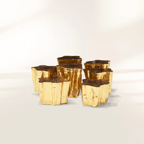 Brass White Sculptural Form Coffee Table