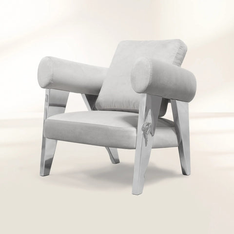 Brass Fabric Sculptural Form Armchair