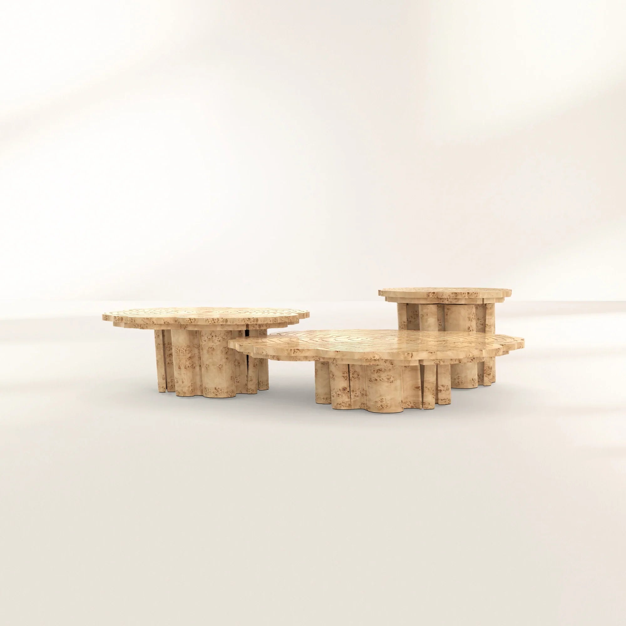 Brass Wood Sculptural Form Coffee Table