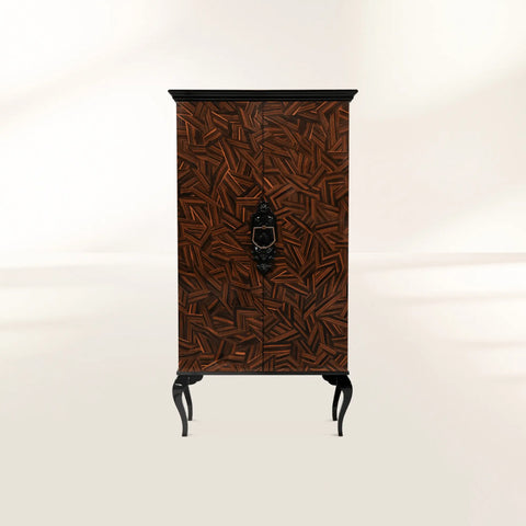 Sculptural Display Cabinet with Glass Shelves and Storage