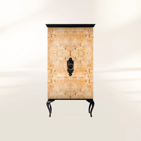 Sculptural Display Cabinet with Glass Shelves and Storage