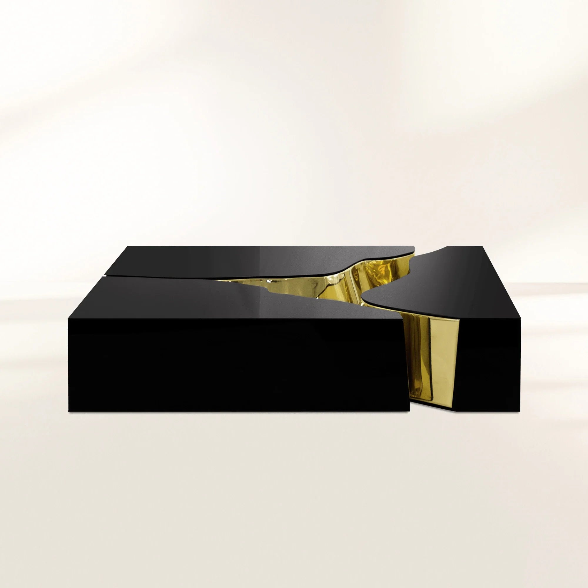 Brass Glass Sculptural Form Coffee Table Living Room