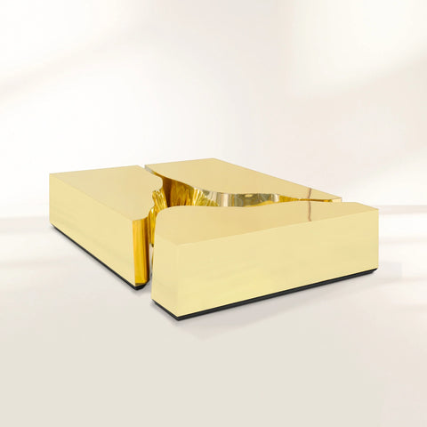 Brass Glass Sculptural Form Coffee Table Living Room