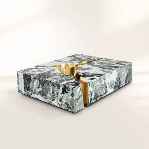 Brass Glass Sculptural Form Coffee Table Living Room