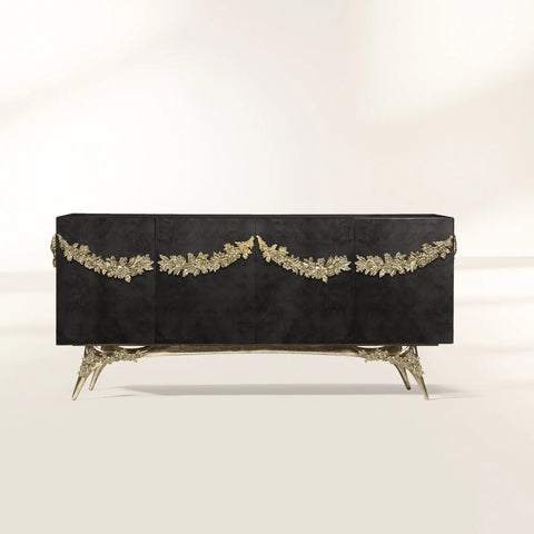 Walnut Burl Sideboard Buffet Cabinet