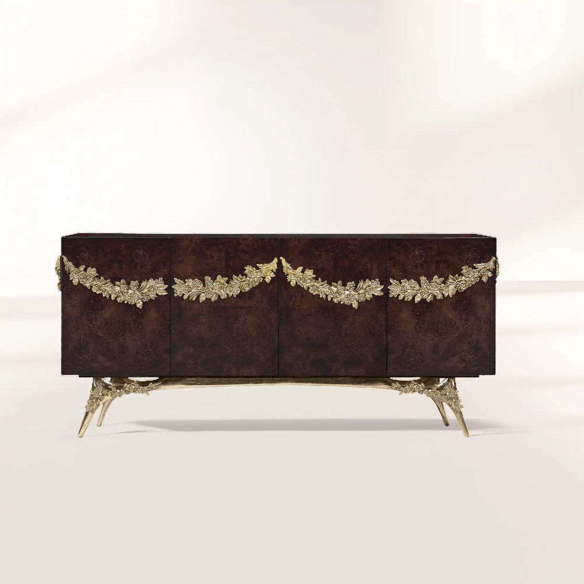Walnut Burl Sideboard Buffet Cabinet