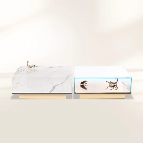 Brass Glass Gold Sculptural Form Coffee Table Brass Accents