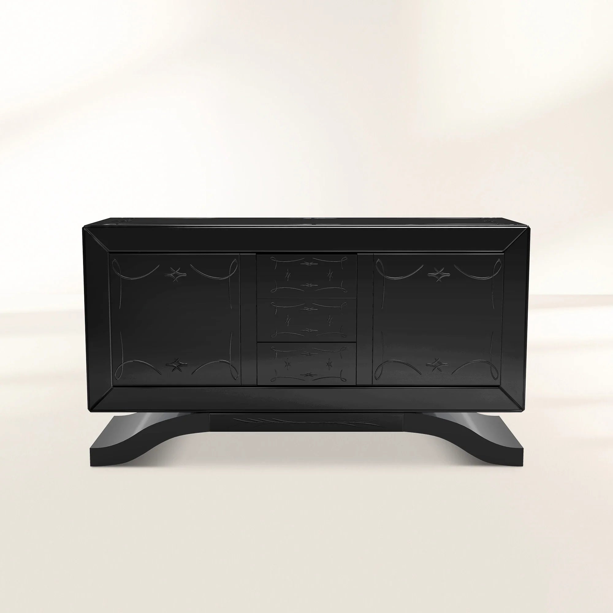 Mirrored Black Sideboard Cabinet