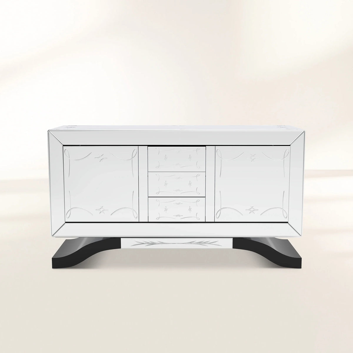 Mirrored Black Sideboard Cabinet