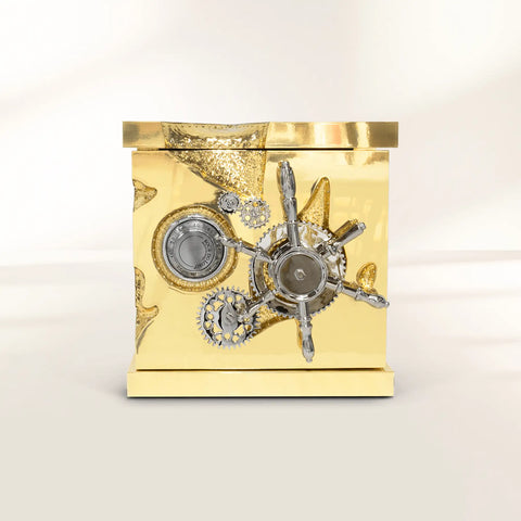 Portable Jewelry Safe with Secret Dial Lock and Gold-Plated
