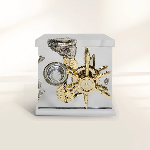Portable Jewelry Safe with Secret Dial Lock and Gold-Plated