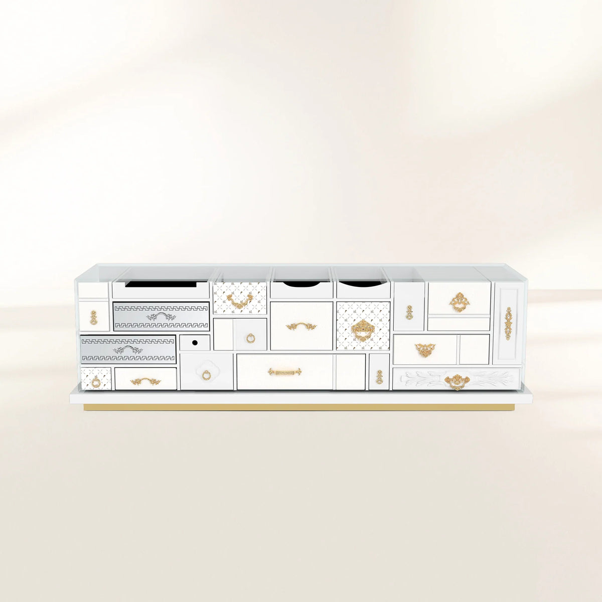 Black Hidden Storage Sculptural Form Sideboard Living Room