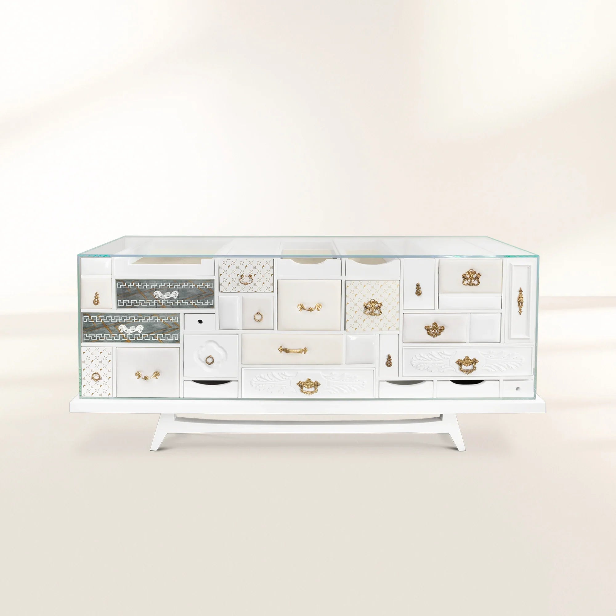 Black Hidden Storage Sculptural Form Sideboard