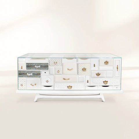 Black Hidden Storage Sculptural Form Sideboard