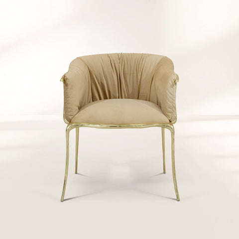 Brass Fabric Gold Sculptural Form Armchair