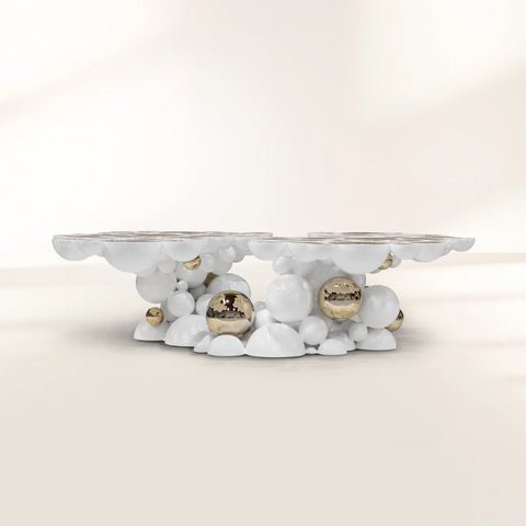 Brass Glass Black Sculptural Form Coffee Table