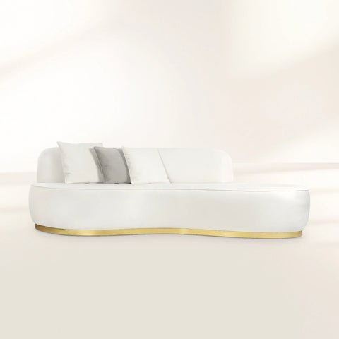 Brass Wood Sculptural Form Sofa