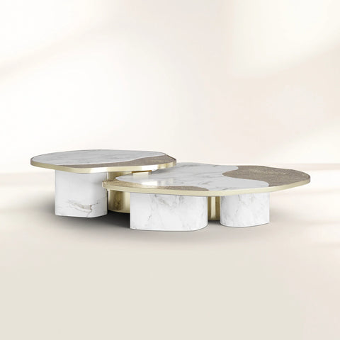 Stone Marble Black Sculptural Form Coffee Table