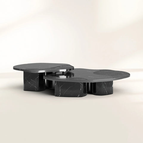 Stone Marble Black Sculptural Form Coffee Table