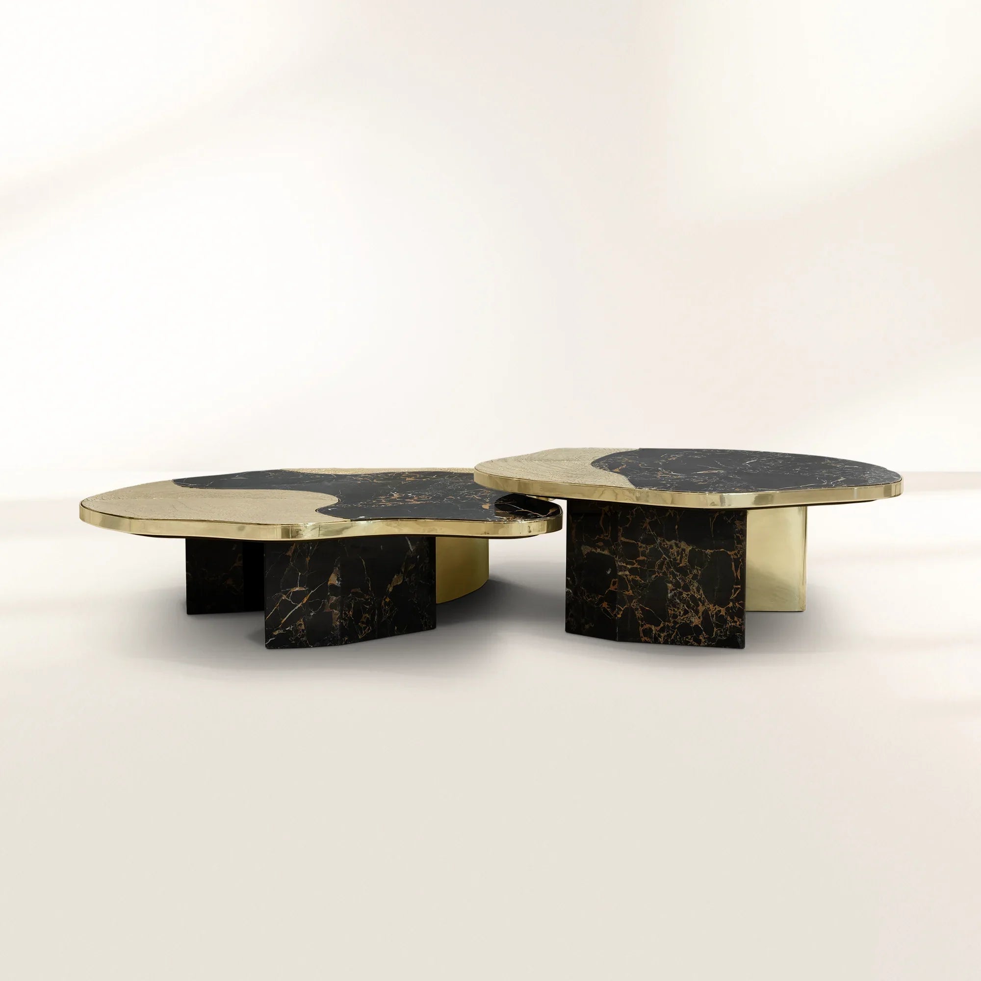 Stone Marble Black Sculptural Form Coffee Table