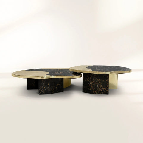 Stone Marble Black Sculptural Form Coffee Table