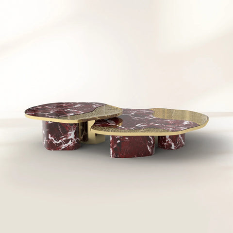 Stone Marble Black Sculptural Form Coffee Table