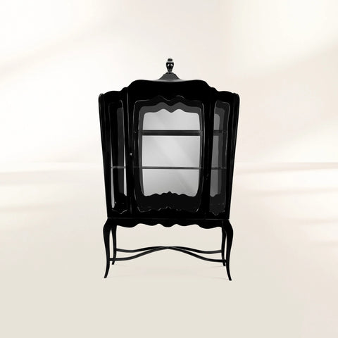 Mahogany Brass Hidden Storage Display Cabinet
