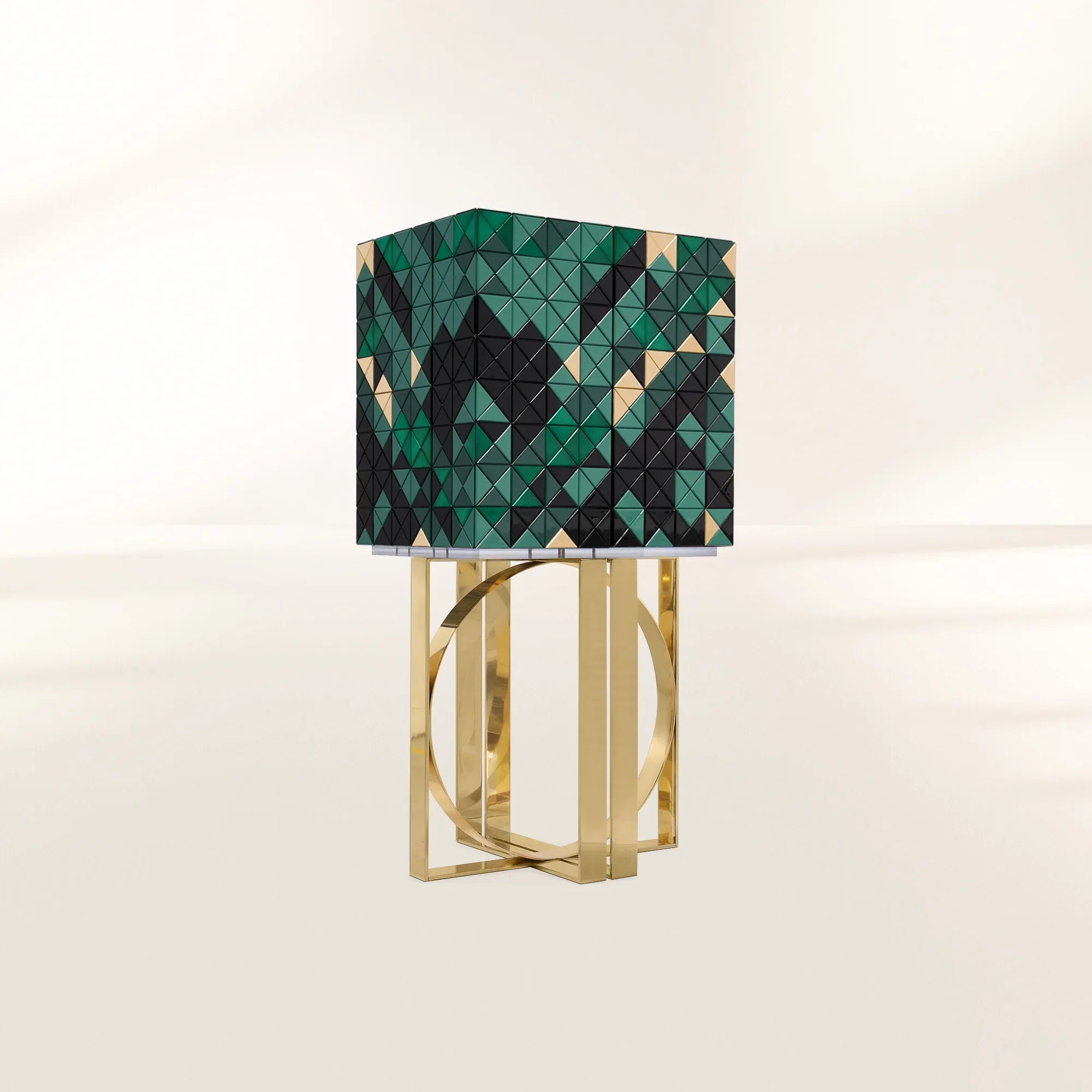 Mirrored Lacquer Black Bar Cabinet