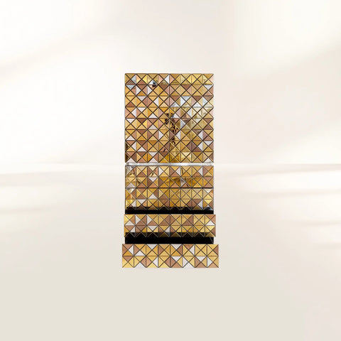 Walnut Brass Hidden Storage Display Cabinet