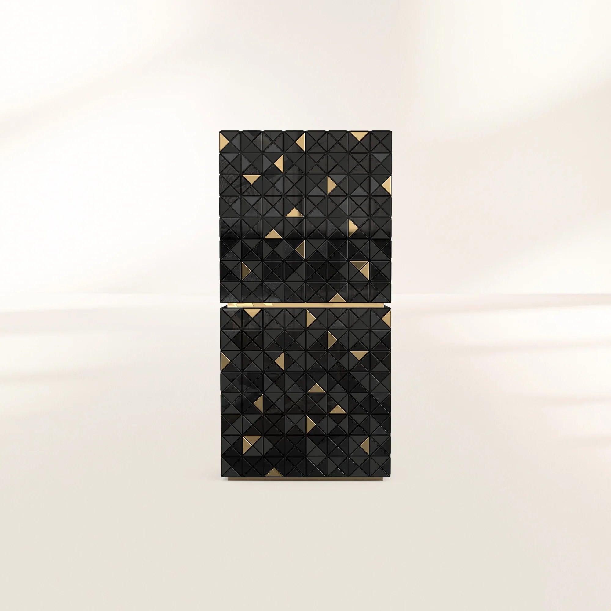 Walnut Brass Hidden Storage Display Cabinet