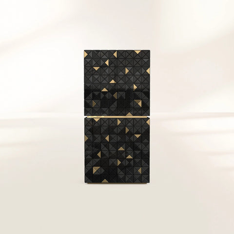 Walnut Brass Hidden Storage Display Cabinet