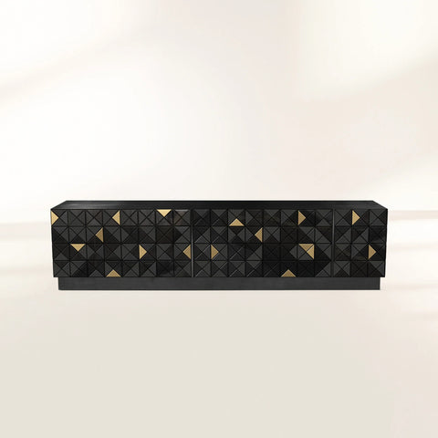 Walnut Brass Black Hidden Storage Cabinet