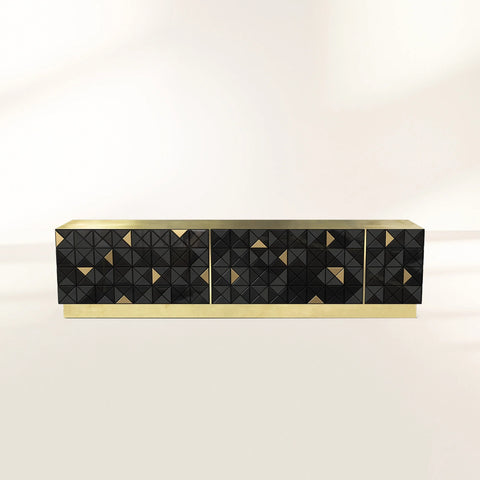 Walnut Brass Black Hidden Storage Cabinet