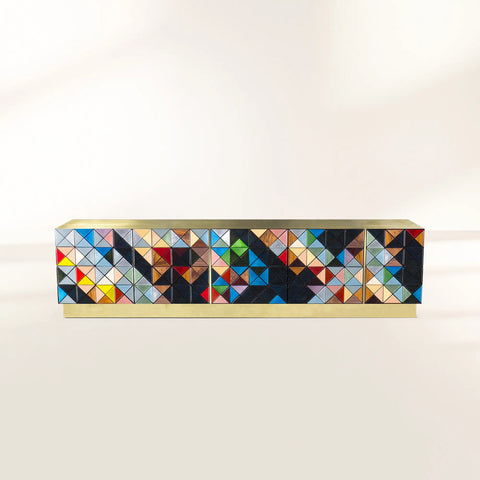 Walnut Brass Black Hidden Storage Cabinet