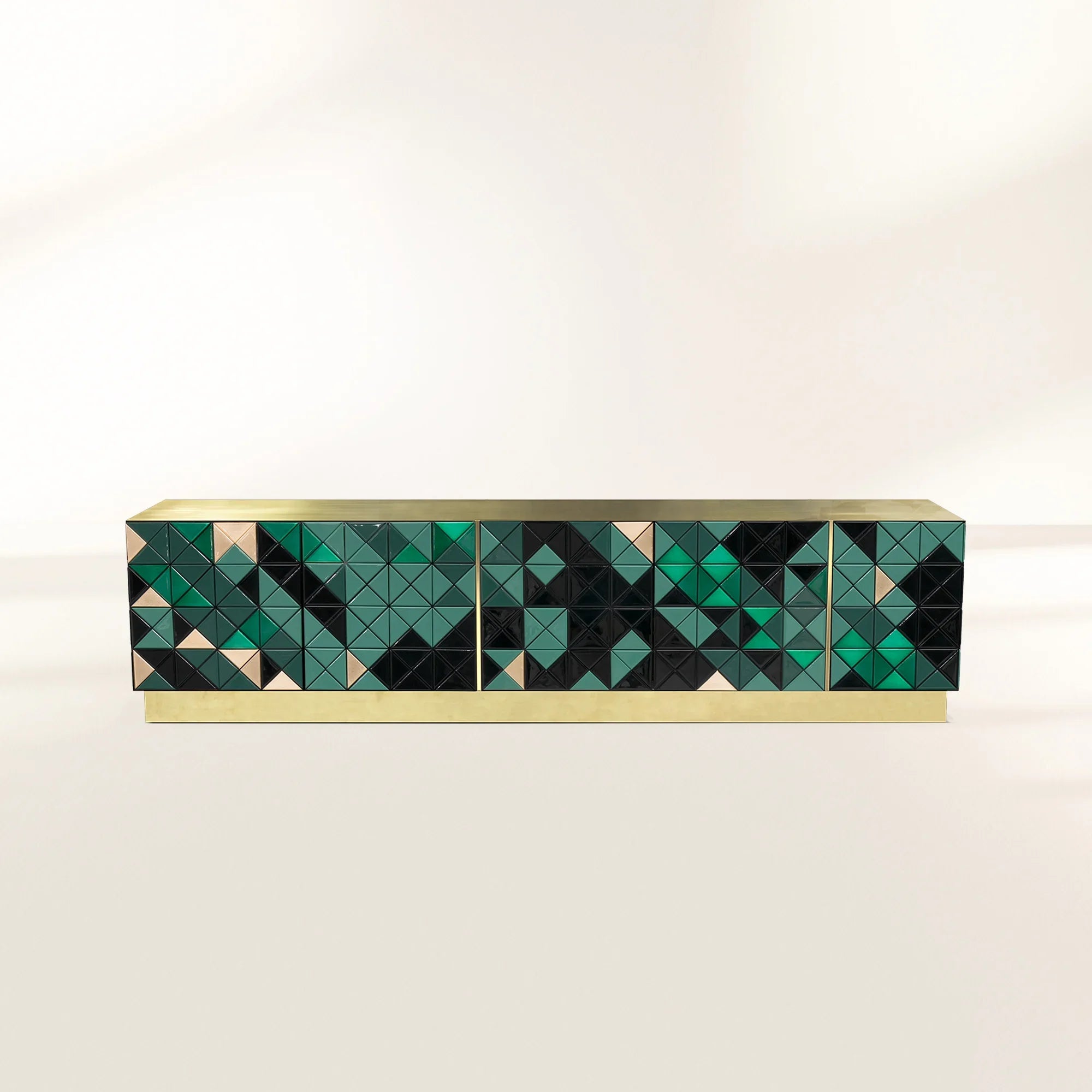 Walnut Brass Black Hidden Storage Cabinet