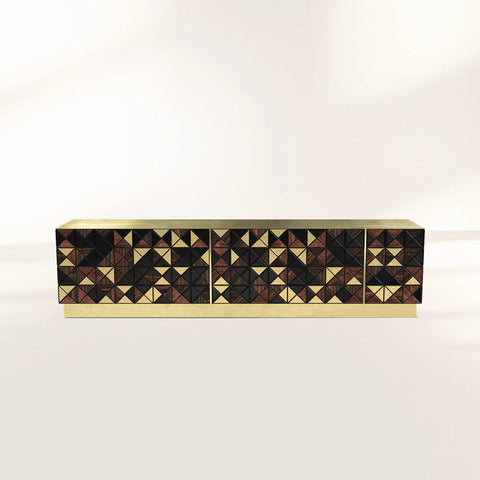 Walnut Brass Black Hidden Storage Cabinet