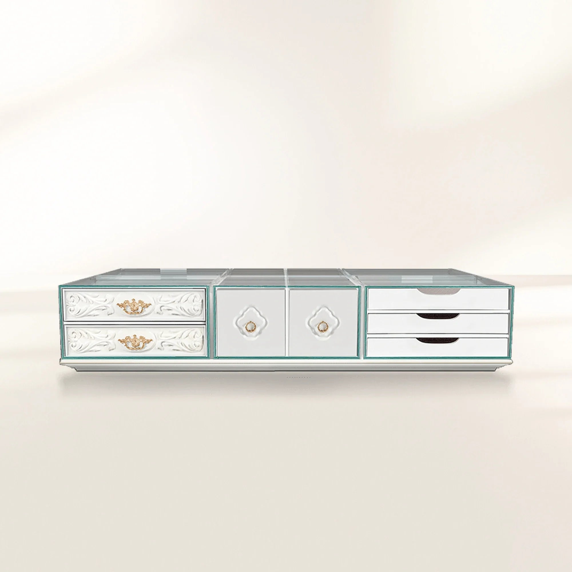 Brass Glass Hidden Storage Coffee Table