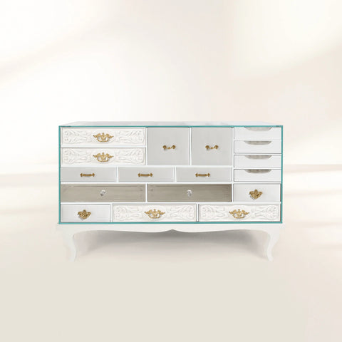 Patchwork Wood Sideboard Buffet Cabinet with Hidden Storage