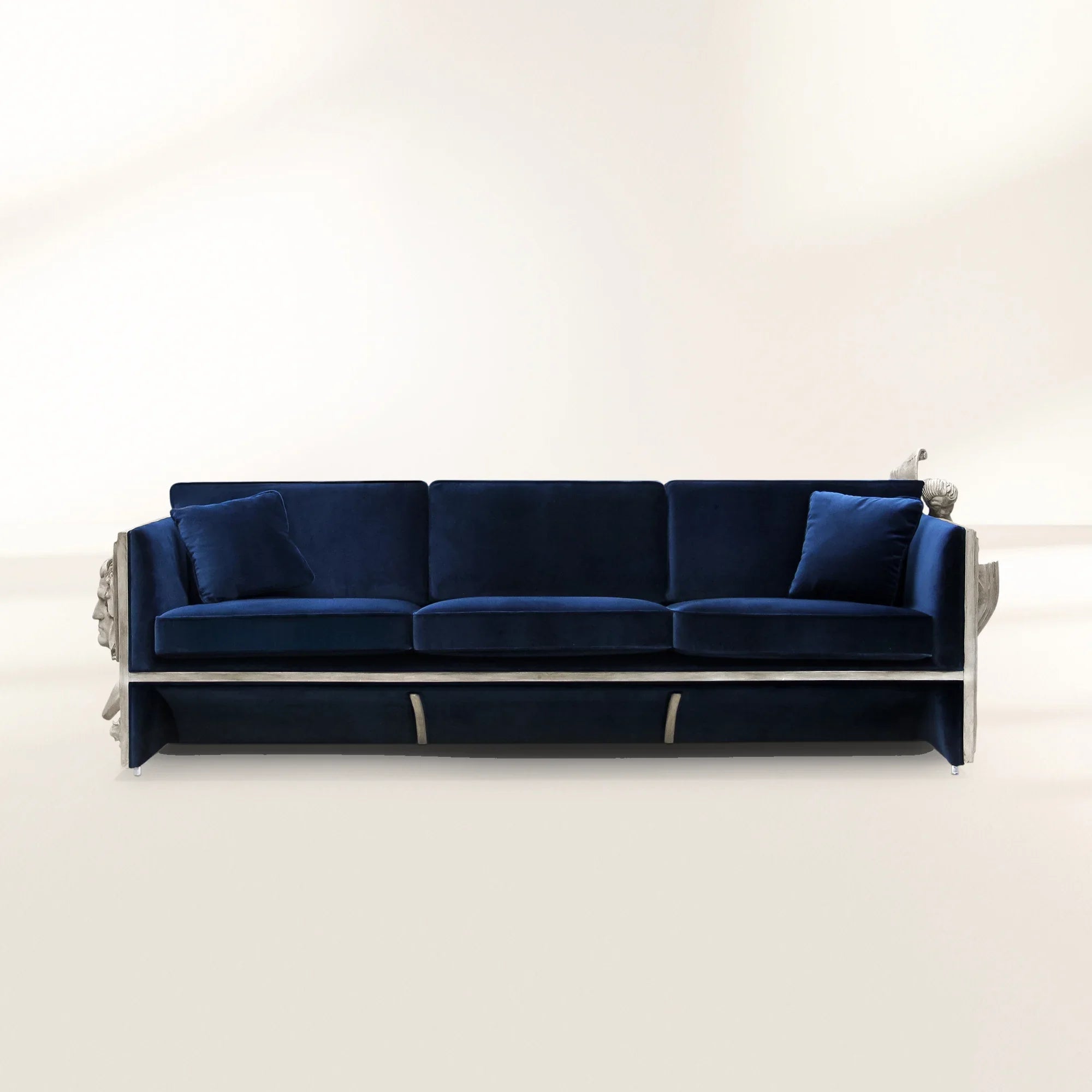 Stone Wood Sculptural Form Sofa