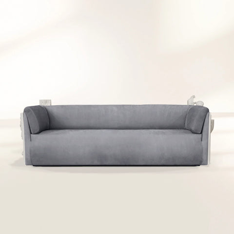 Stone Wood Sculptural Form Sofa
