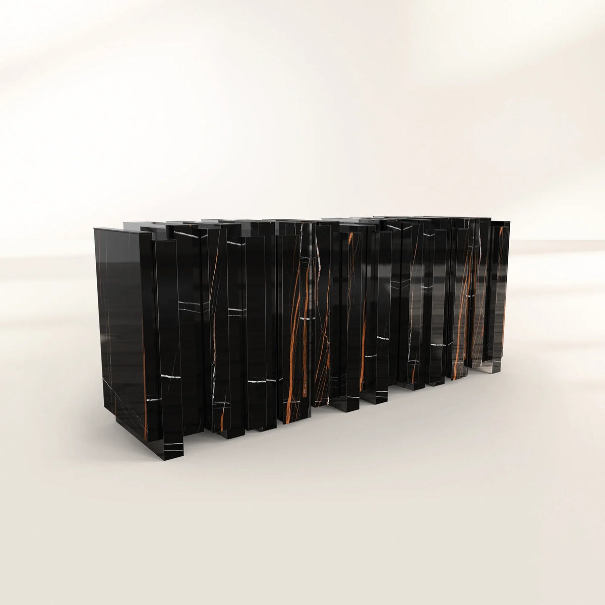 Black Hidden Storage Sculptural Form Sideboard Dining Room