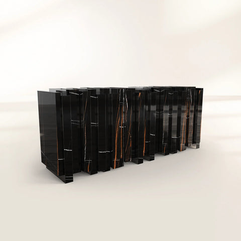 Black Hidden Storage Sculptural Form Sideboard Dining Room