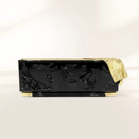 Black Sideboard Buffet Cabinet Hidden Storage