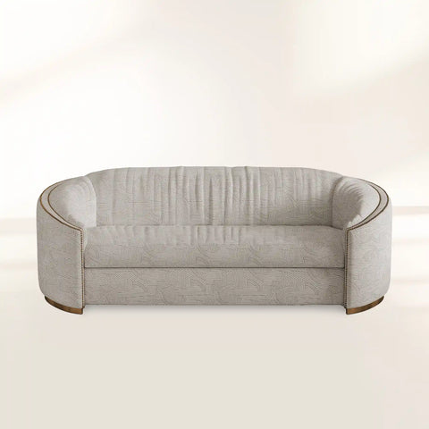 Curved Velvet Sofa with Gold Accents and Modern Style