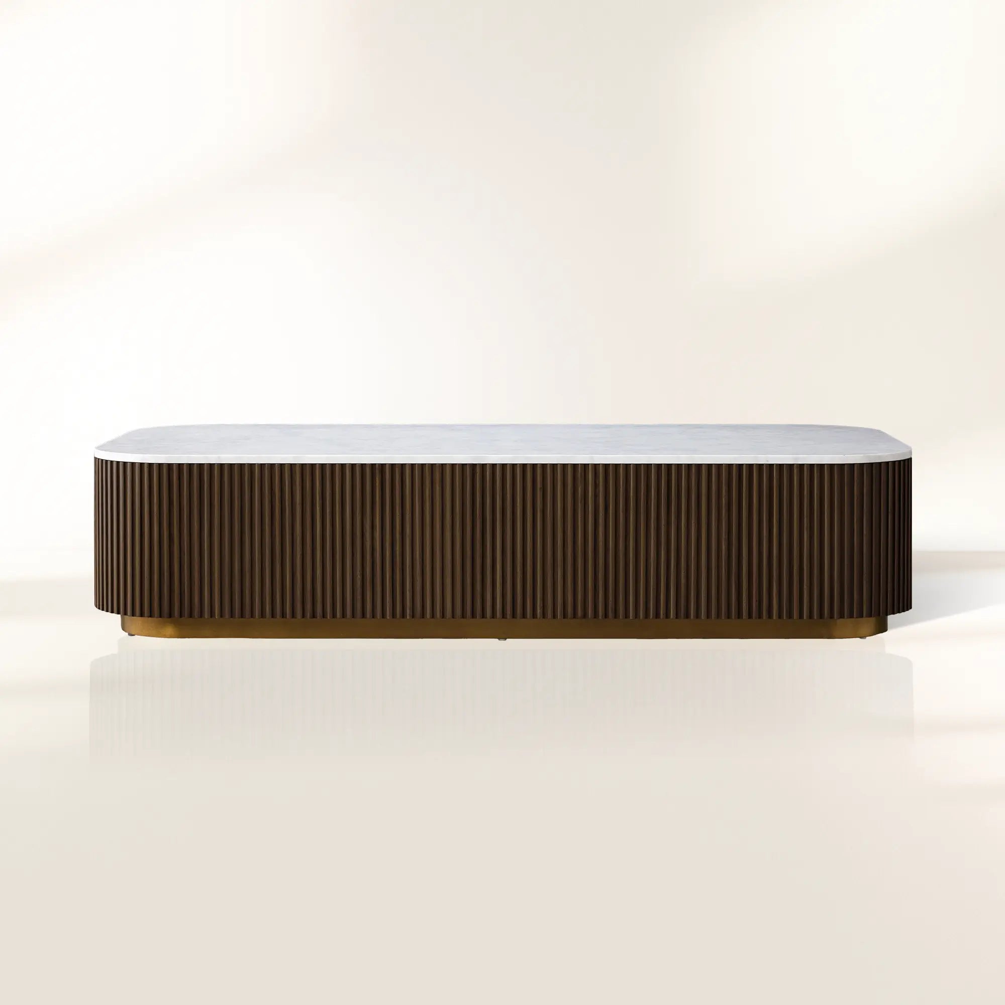 Finnley Solid Wood Coffee Table with Stone Top Center Tea Table