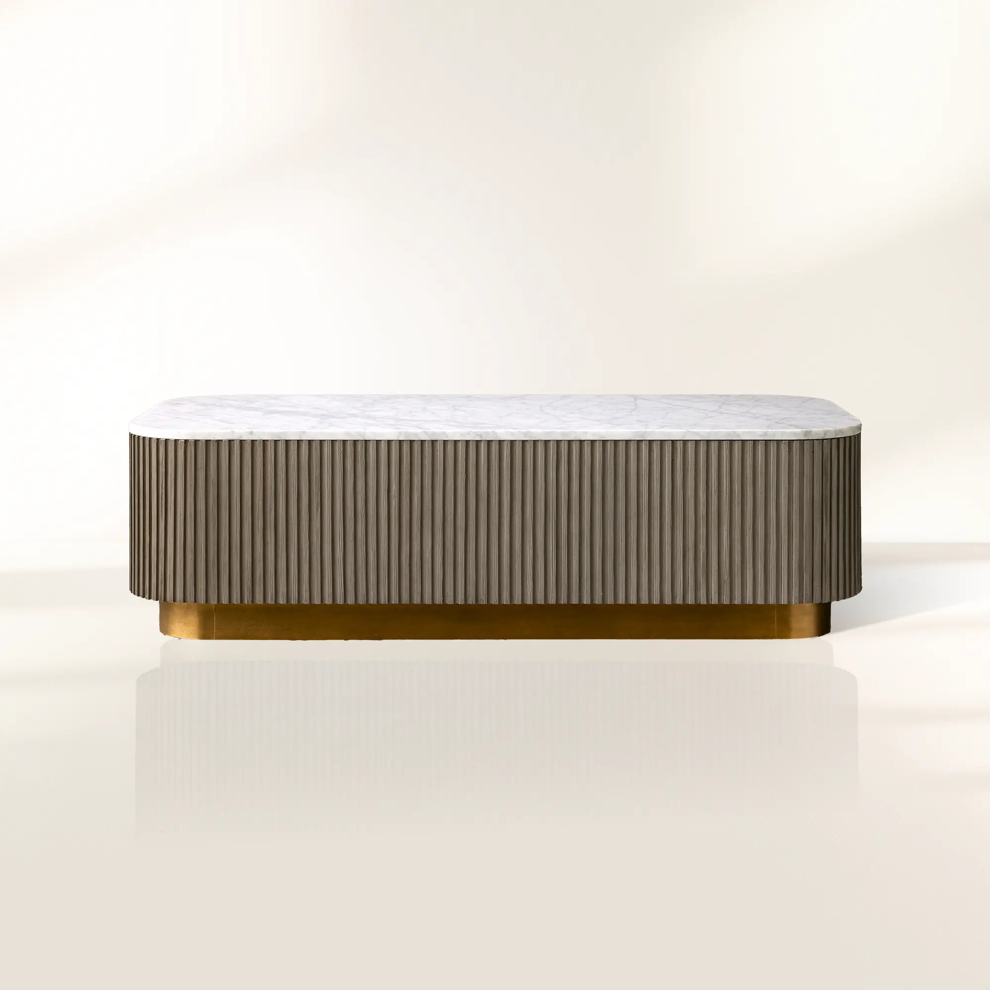 Finnley Solid Wood Coffee Table with Stone Top Center Tea Table