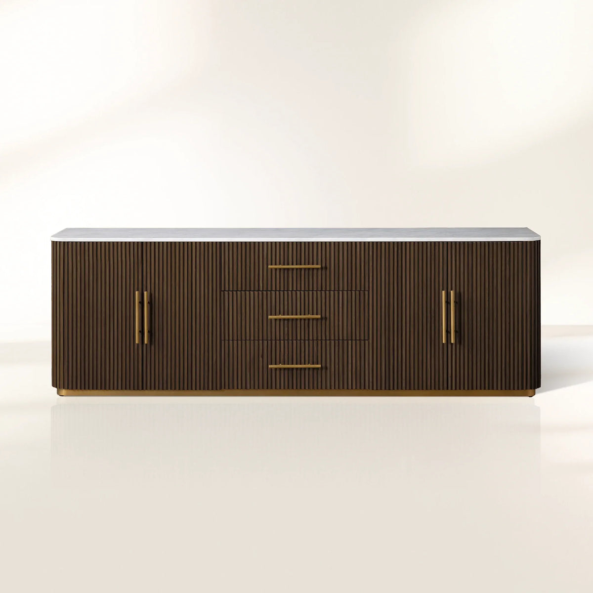 Finnley Luxurious Marble Top Buffet Sideboard Wood TV Cabinet Entryway Drawer Cabinet