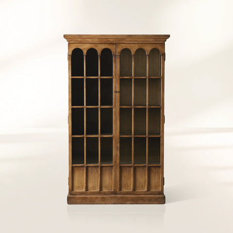 Merritt Wood Living Tall Display Cabinet Vintage Bookcase Solid Pine Entryways Sideboard Storage Cabinet