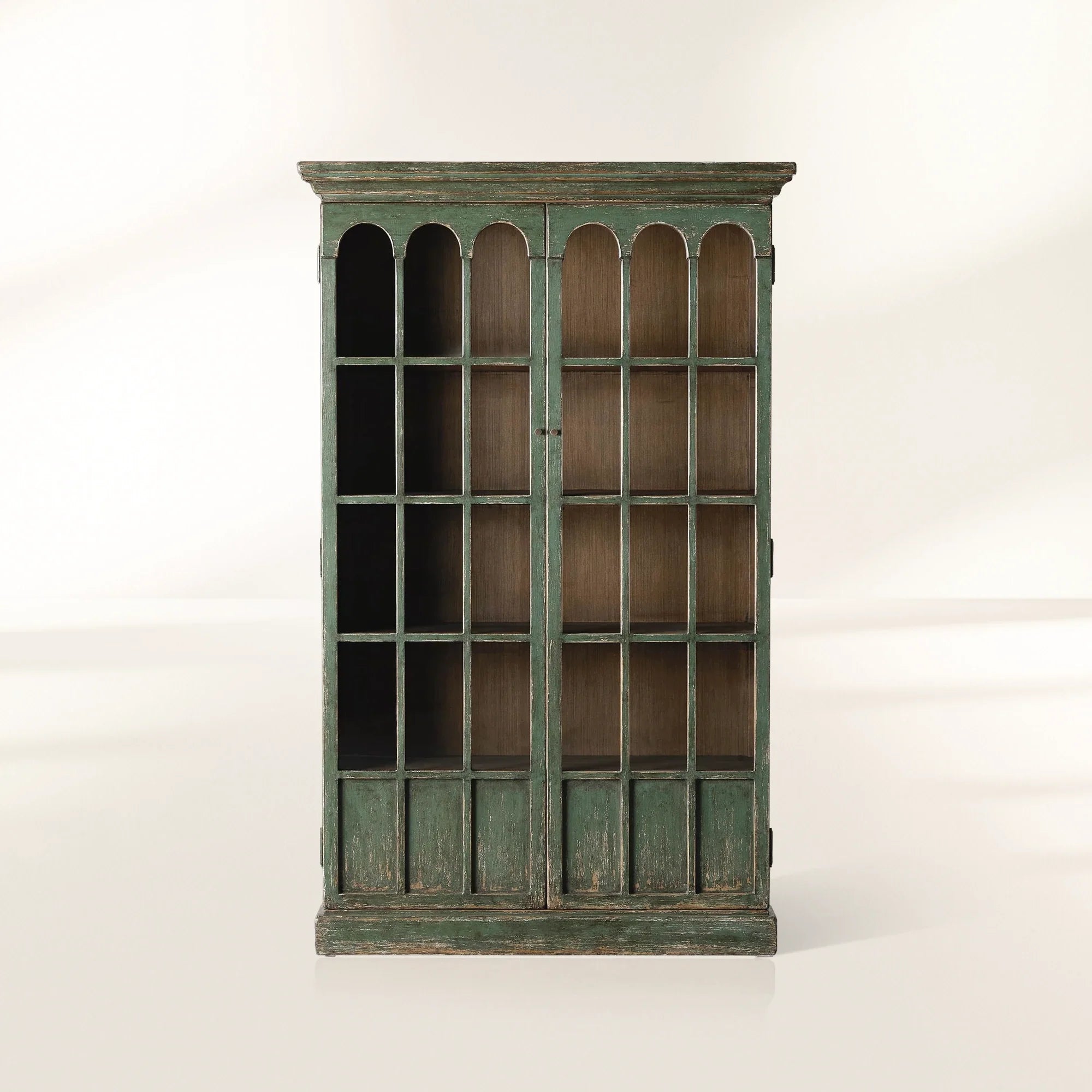 Merritt Wood Living Tall Display Cabinet Vintage Bookcase Solid Pine Entryways Sideboard Storage Cabinet